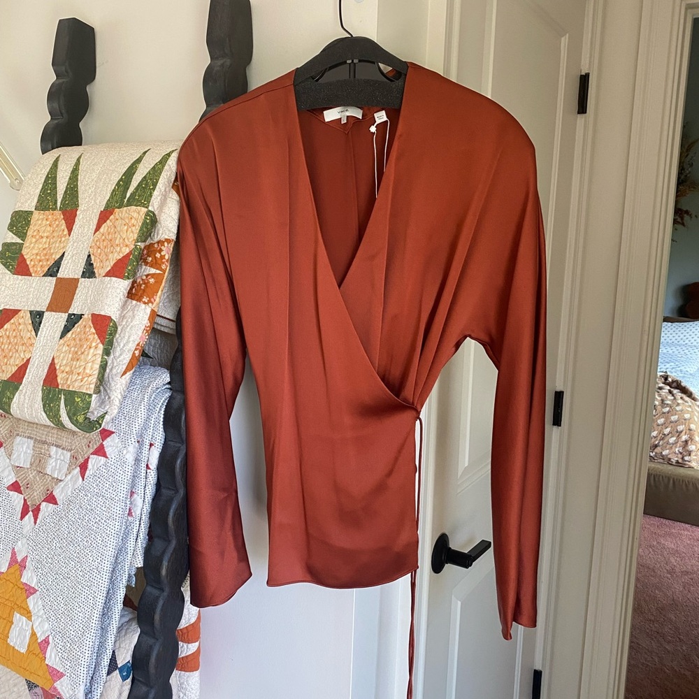 Vince Silk Wrap Top